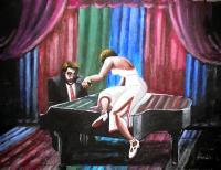 Realism - Lady On A Piano - Acrylic On Canvas