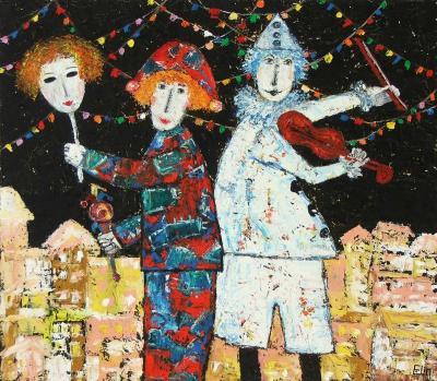 Elin Bogomolnik Gallery - Italian Carnival Oil Painting Bogomolnik - Oil Painting On Canvas