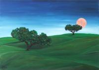 Landscape With Moon Oil Painting Bogomolbik - Oil Painting On Canvas Paintings - By Elin Bogomolnik, Contemporary Painting Artist