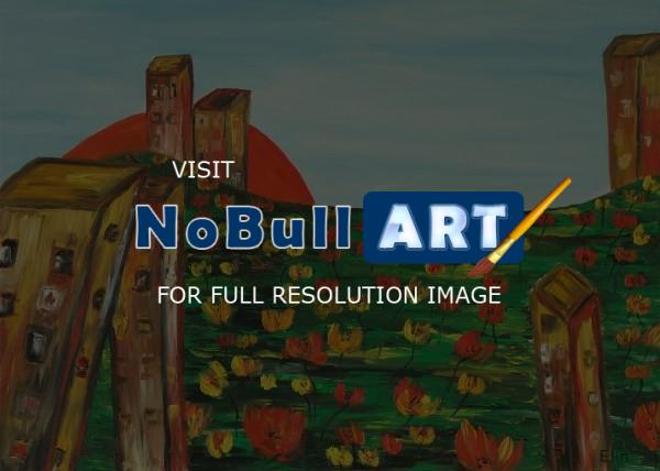 Elin Bogomolnik Landscapes - Landscape With Flowers Oil Painting Bogomolnik - Oil Painting On Canvas