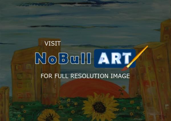 Elin Bogomolnik Landscapes - Landscape With Sunflowers Oil Painting Bogomolnik - Oil Painting On Canvas
