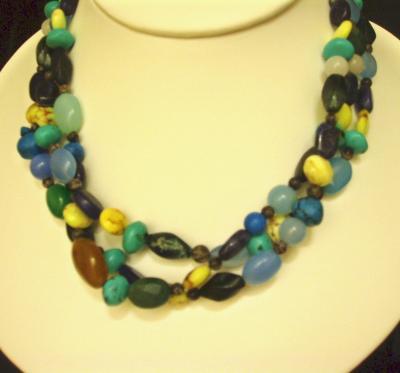 Fun With Stones - 3-Strand Stone Necklace - Stones