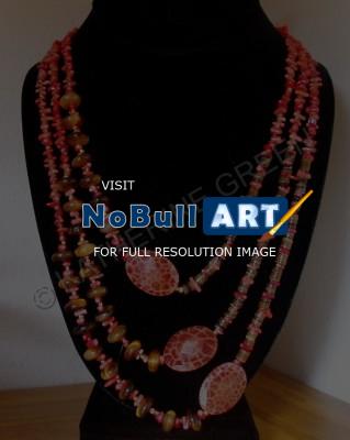 Fun With Stones - Asymmetrical Coral Tigereye And Pen Shell - Stones