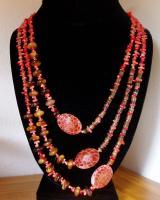 Asymmetrical Coral Tigereye And Pen Shell - Stones Jewelry - By Katherine Green, Natural Jewelry Artist