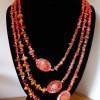 Asymmetrical Coral Tigereye And Pen Shell - Stones Jewelry - By Katherine Green, Natural Jewelry Artist