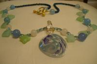 Ocean Waves Flanked By Chalcedony And Apatite - Stones Jewelry - By Katherine Green, Artisan Jewelry Artist