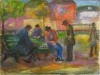 City Landscape - Chessmen - Oil On Canvas