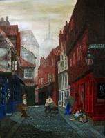 Dickens London Catching Up - Oil On Canvas Paintings - By Cecil Williams, Realism Painting Artist