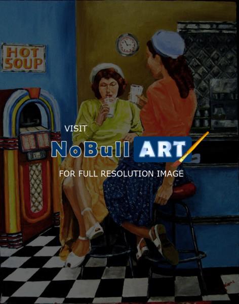People - Girl Talk - Oil On Canvas