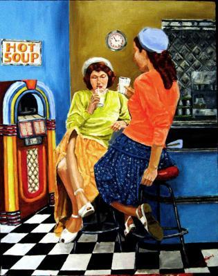 People - Girl Talk - Oil On Canvas