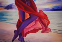 On The Beach - Oil On Canvas Paintings - By Louisa Coens, Real Painting Artist