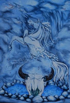 Horse Series - Magaju Wankan- Sacred Rain Painting - Add New Artwork Medium