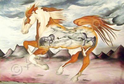 Horse Series - Badlands Horses - Oil On Canvas