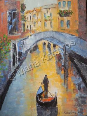 Cityscape - Venice Canal - Oil On Canvas