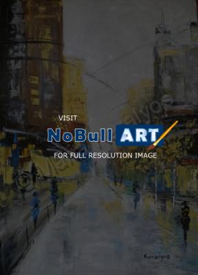 Cityscape - New York Street - Oil On Canvas