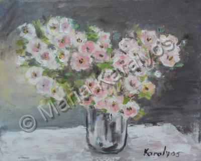 Flowers - Blooming Apple Branches - Oil On Canvas