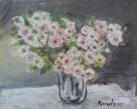 Flowers - Blooming Apple Branches - Oil On Canvas