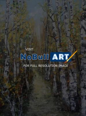 Landscape - Path Through Birch Forest - Oil On Canvas
