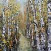 Path Through Birch Forest - Oil On Canvas Paintings - By Maria Karalyos, Impressionism Painting Artist