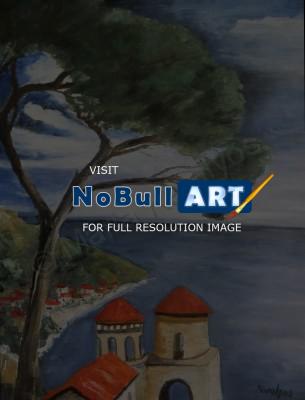 Landscape - Amalfi Bay Twilight - Oil On Canvas