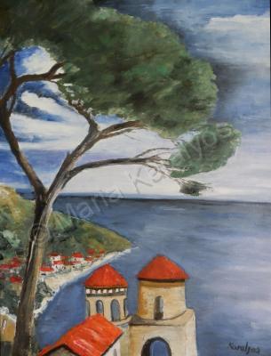 Landscape - Amalfi Bay Twilight - Oil On Canvas