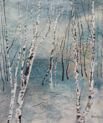 Trees - Cluster Of Birches - Acrylic On Canvas