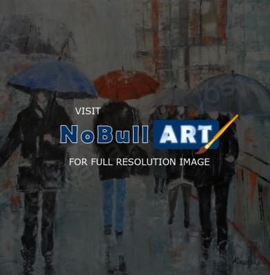 Cityscape - It Rains Everyday - Oil On Canvas