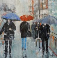 Cityscape - It Rains Everyday - Oil On Canvas