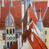 Roofs And Chimneys In Sighisoara - Oil On Canvas Paintings - By Maria Karalyos, Realism Painting Artist