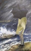 A Lonely Man - Oil On Canvas Paintings - By Maria Karalyos, Realism Painting Artist
