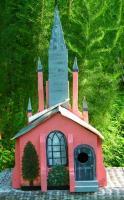 Trinity Church Birdhouse Backview - Wood And Paint Woodwork - By Sherry Dinkins, Handbuilt Woodwork Artist