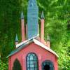 Trinity Church Birdhouse Backview - Wood And Paint Woodwork - By Sherry Dinkins, Handbuilt Woodwork Artist