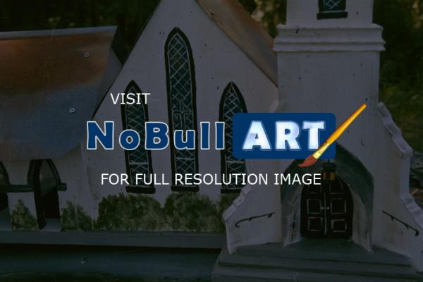 Birdhouses - Custom Church Close-Up - Wood And Paint