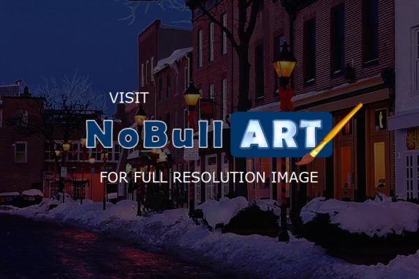 Baltimore-Fells Point - Snowy Night On Brodway Street - Giclee Print