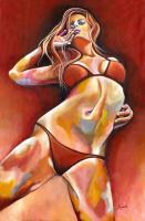 Fiercely - Acrylic On Canvas Paintings - By Jorge Namerow, Nude Figure Painting Artist