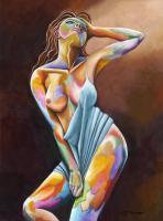 Letting Go - Acrylic On Canvas Paintings - By Jorge Namerow, Nude Figure Painting Artist