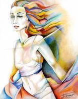 Wind Chime - Pastels Paintings - By Jorge Namerow, Nude Figure Painting Artist