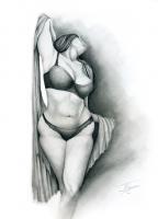 Silk Veil - Graphite O Paper Drawings - By Jorge Namerow, Figurative Drawing Artist