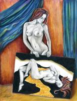 For The First Time - Mixed Media Mixed Media - By Jorge Namerow, Nude Figure Mixed Media Artist