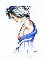 Loud Silence - Water Colors Paintings - By Jorge Namerow, Figurative Painting Artist