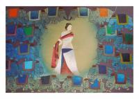 Birdal With Elepant - Acrylic On Canvas Paintings - By Shahzad Zar, Moderan Painting Artist