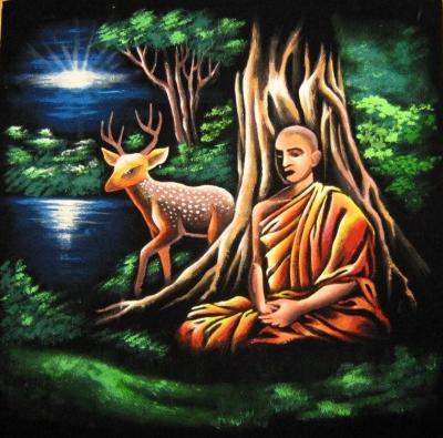 Sri Lanka Paintings By Sudath - Meditation - Fabric