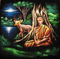 Sri Lanka Paintings By Sudath - Meditation - Fabric