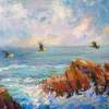 Point Lobos Pelicans - Pastel Paintings - By Lisa Couper, Impressionism Painting Artist