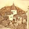 Castle From Bran 1 - Ink Drawings - By Iuliana Sava, Brown And White For Drawings Drawing Artist