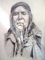 Gypsy Smoking - Pencilpaper Drawings - By Iuliana Sava, Drawings Pencil Drawing Artist