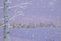 Birch In Winter - Pastel Paintings - By Victor Dull, Realism Painting Artist