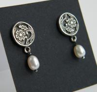 Silver Earrings With Pearls - Silver Work Jewelry - By Shani Shtaingart, Romantic Jewelry Artist