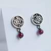 Silver Earrings With Garnets - Silver Work Jewelry - By Shani Shtaingart, Romantic Jewelry Artist