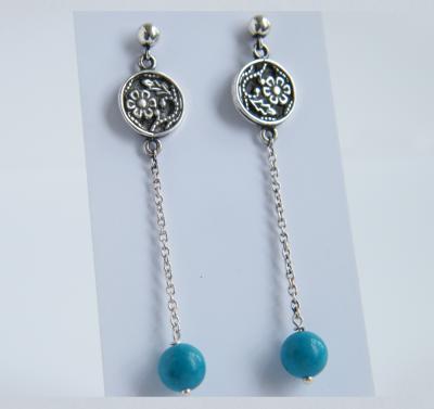 Earrings - Silver Earrings With Turquoise - Silver Work